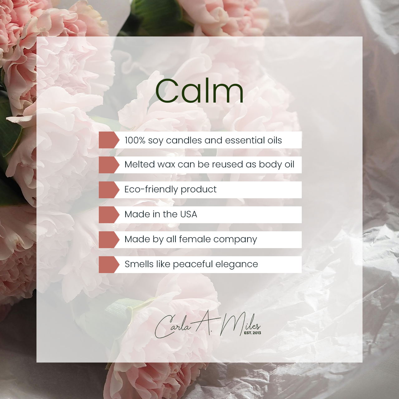 Calm | Pure Soy Wax Candle | Made in USA