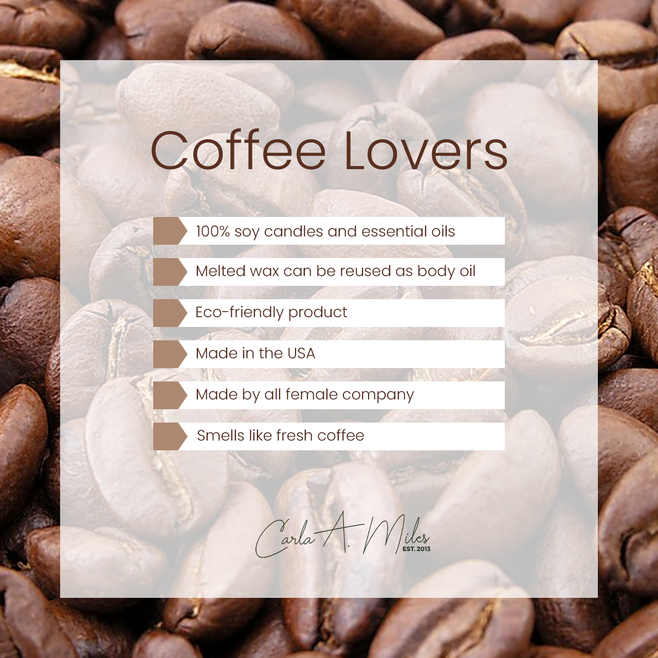 Coffee Lovers | Pure Soy Wax Candle | Made in USA