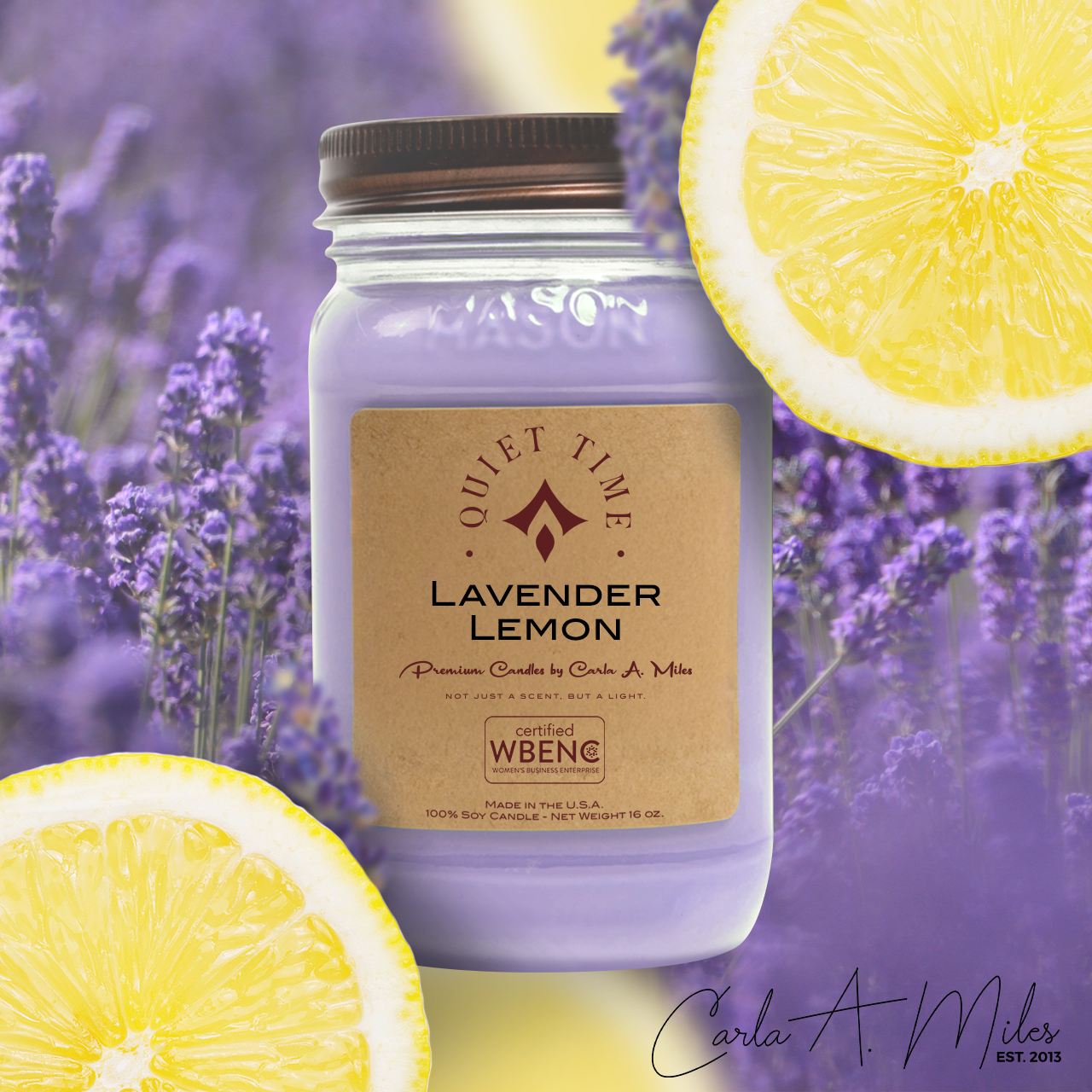 Lavender & Lemon | Pure Soy Wax Candle | Made in USA