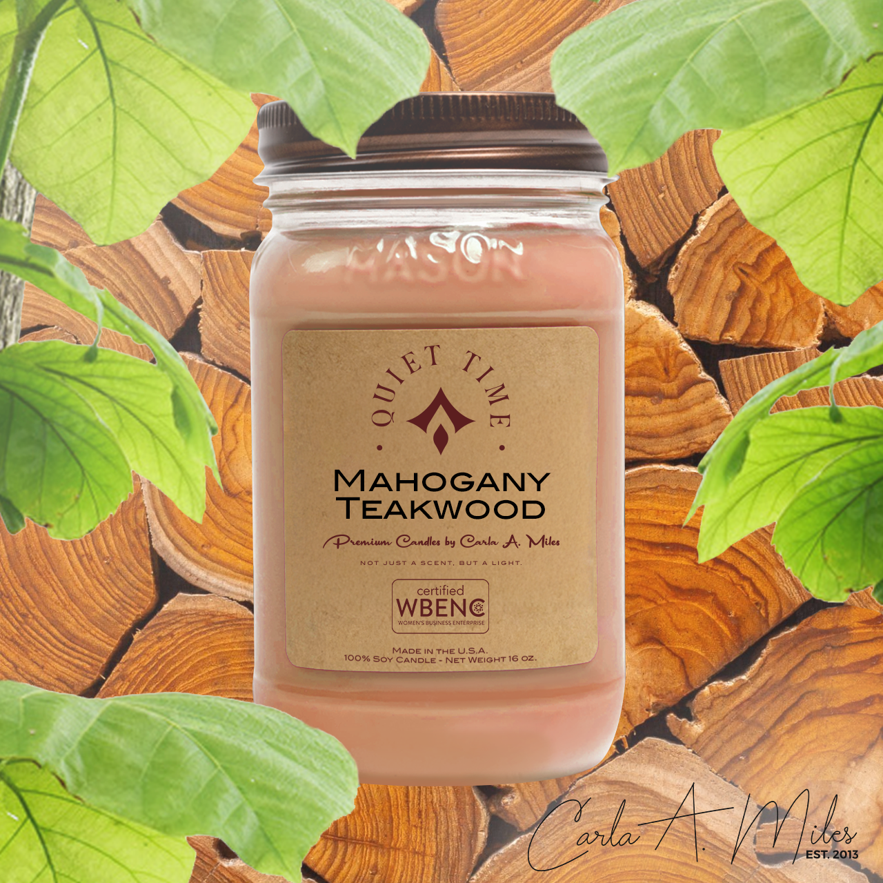 Mahogany Teakwood | Pure Soy Wax Candle | Made in USA
