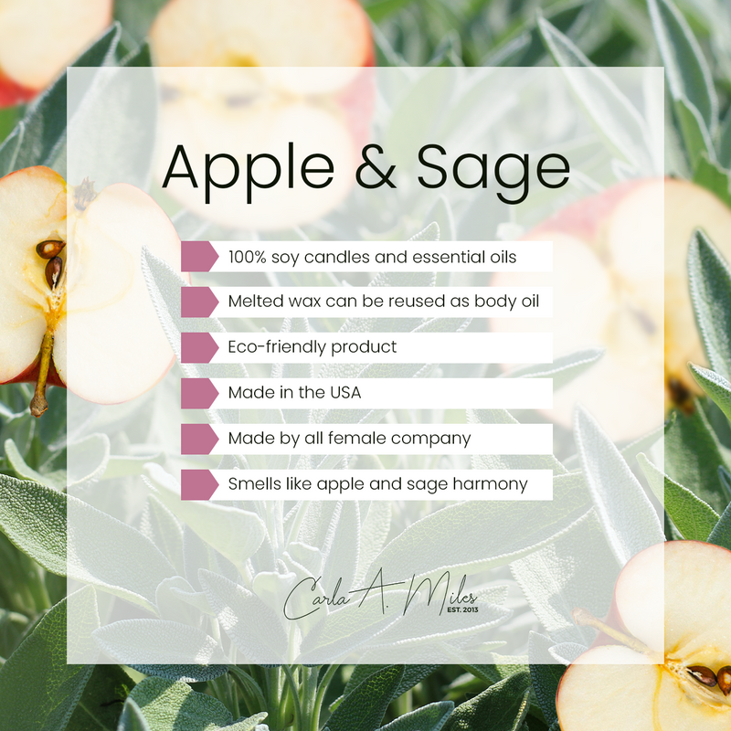 Apple & Sage | Pure Soy Wax Candle | Made in USA