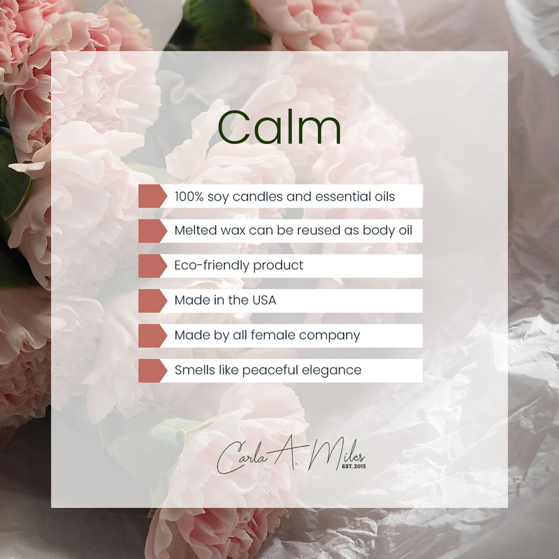 Calm | Pure Soy Wax Candle | Made in USA