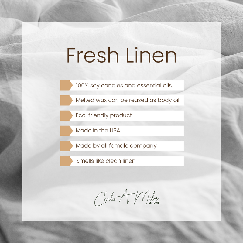 Fresh Linen | Pure Soy Wax Candle | Made in USA