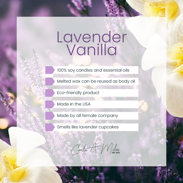 Lavender & Vanilla | Pure Soy Wax Candle | Made in USA