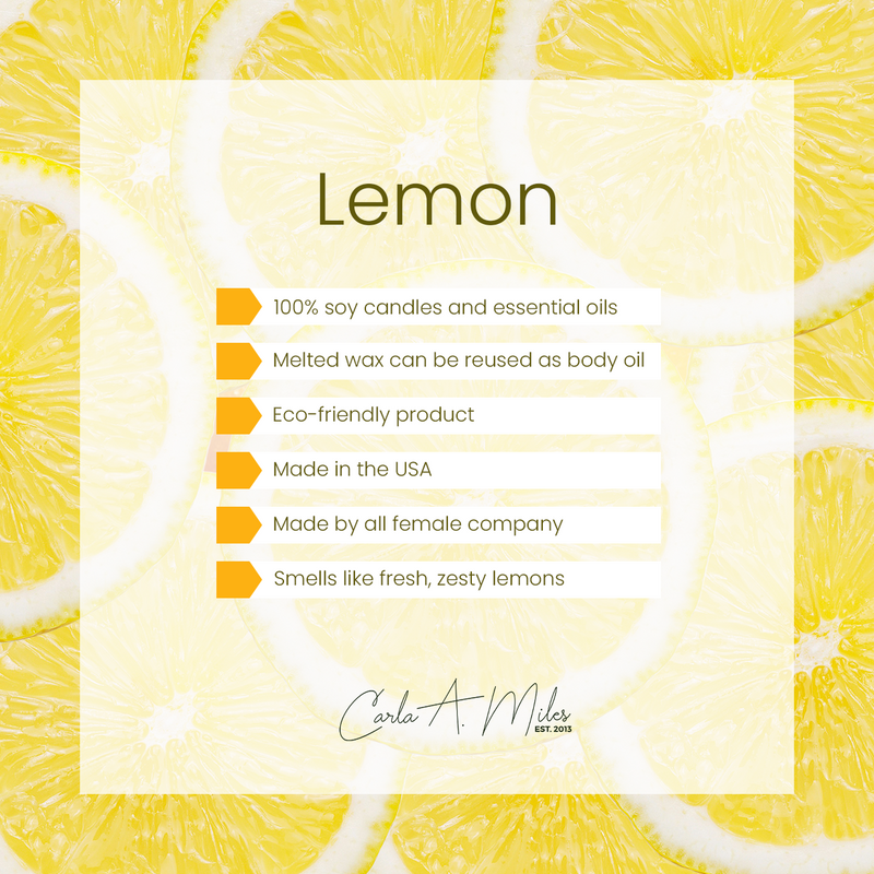 Lemon | Pure Soy Wax Candle | Made in USA