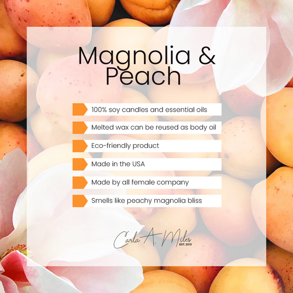 Magnolia & Peach | Pure Soy Wax Candle | Made in USA