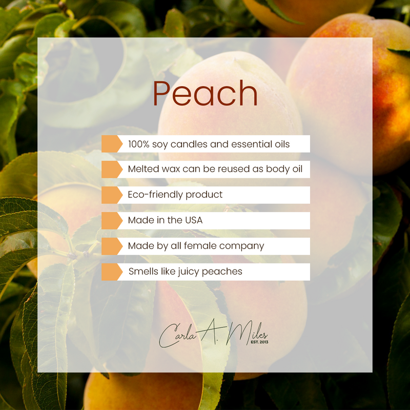 Peach | Pure Soy Wax Candle | Made in USA