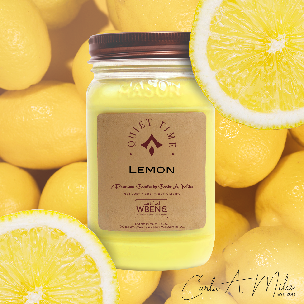 Lemon | Pure Soy Wax Candle | Made in USA
