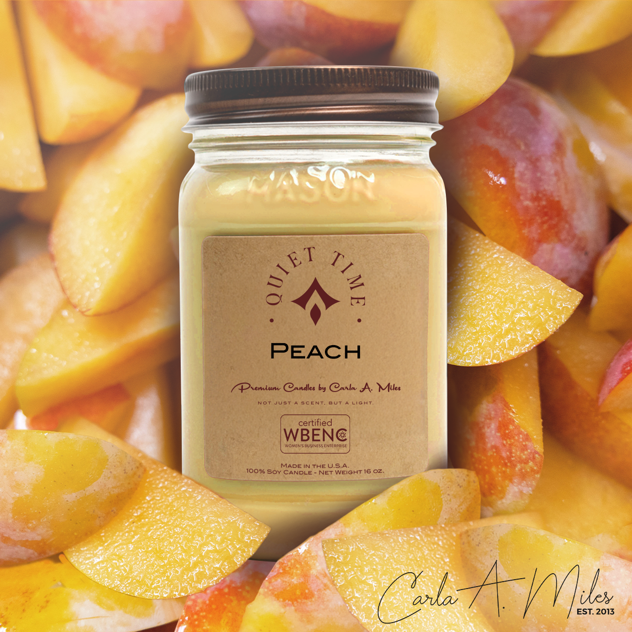 Peach | Pure Soy Wax Candle | Made in USA