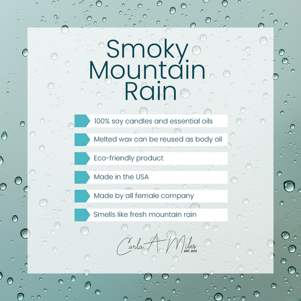 Smoky Mountain Rain | Pure Soy Wax Candle | Made in USA